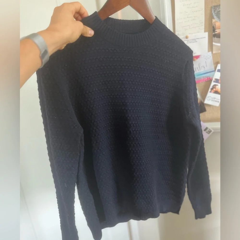 Norse Projects 100% Wool Bera Bubble Textured Navy Sweater Men’s XS - Picture 6 of 7